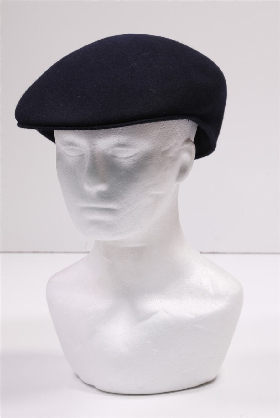 Saks Fifth Avenue Navy Blue Wool Flannel Newsboy Cap Made in USA XL